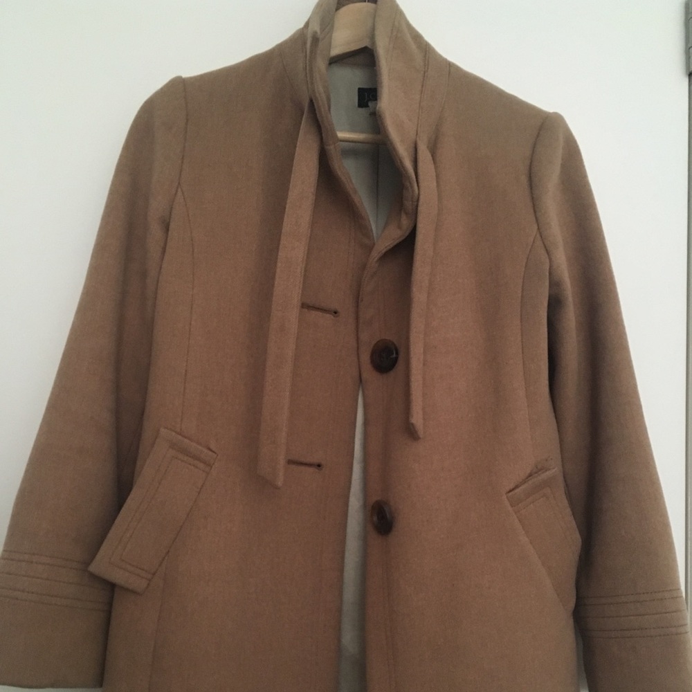 J.Crew Tan Wool Tie-neck Peacoat - Size 0